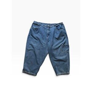 Denim & Co Carpenter Cargo Cropped Jeans 3X Plus Size Y2K Skater Grunge Denim